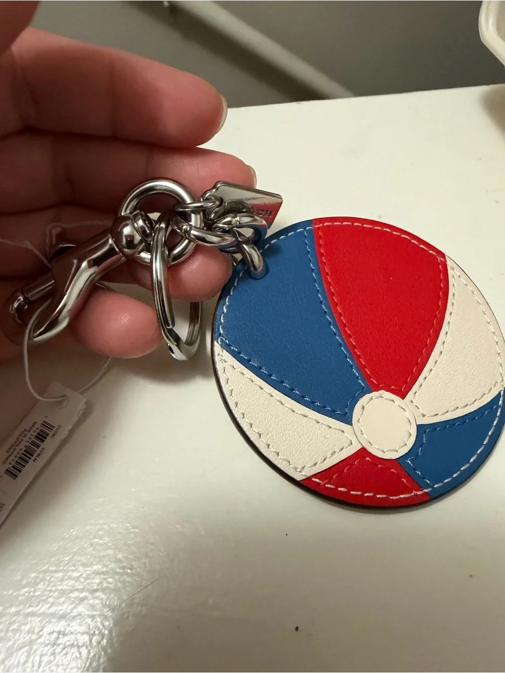 Coach Beach Ball Keychain Charm - Red, Blue, Cream